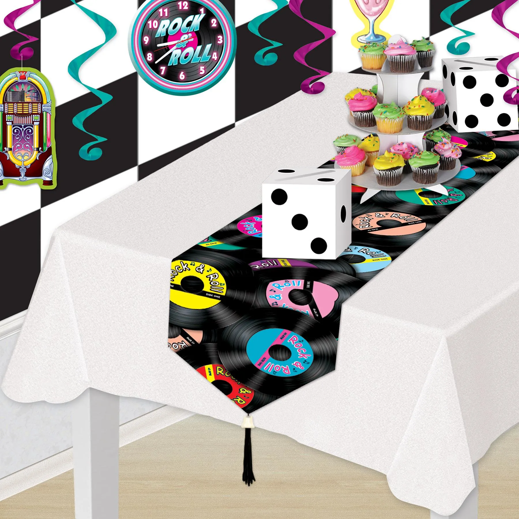 Printed Rock & Roll Paper Party Table Runner