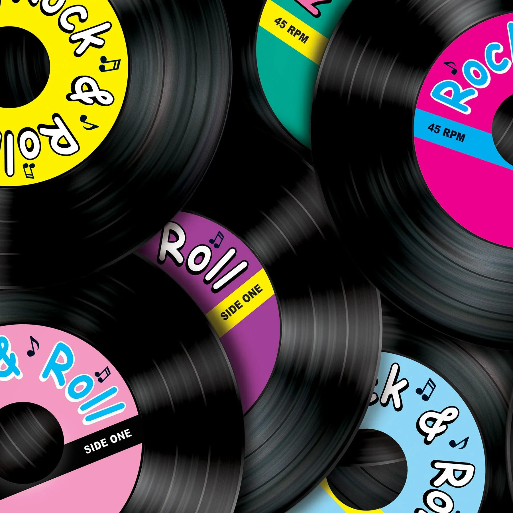 Printed Rock & Roll Paper Party Table Runner