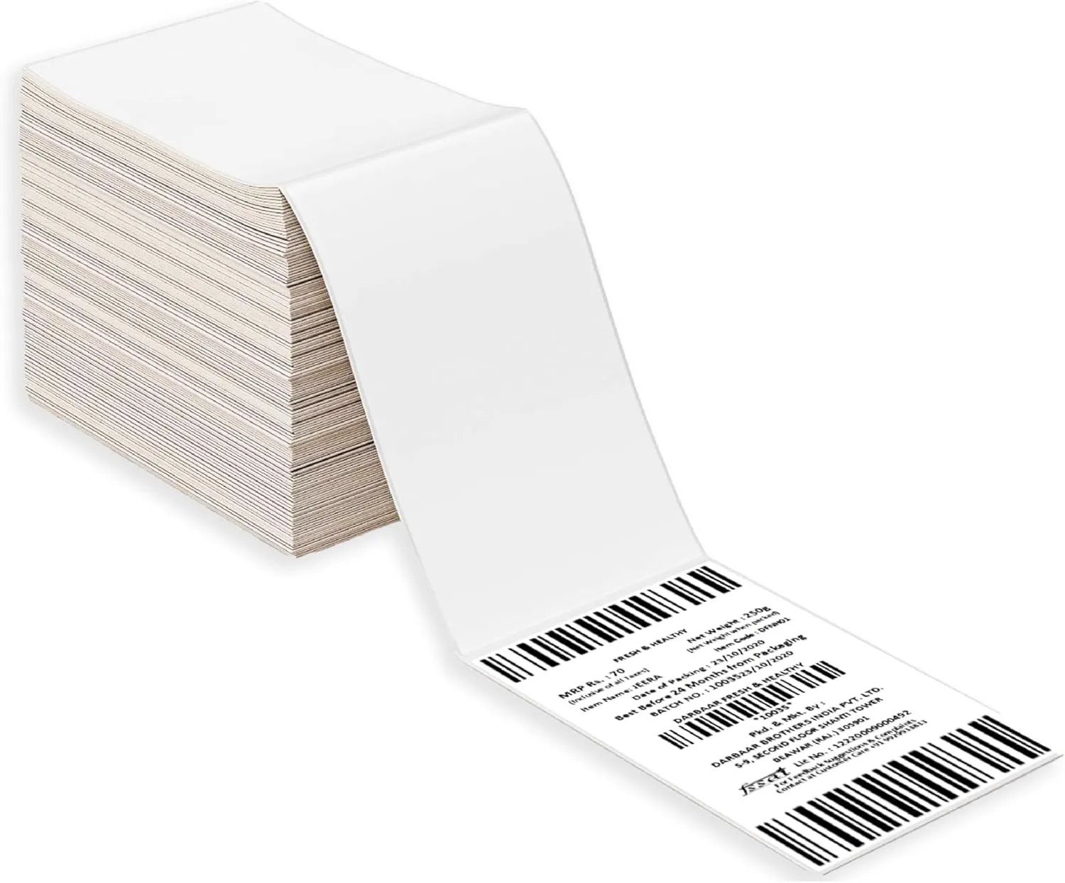 PSBM Fanfold Direct Thermal Labels, 4x6 Inch, 2 Stacks, 2000 Labels/Stack, Perforated, Works with Rollo, Fargo, Elton, Datamax, Intermec, NEX and Other Label Printers