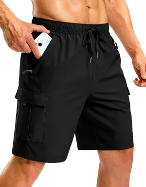 Pudolla Men's Hiking Cargo Shorts with 5 Pockets Lightweight 9" Outdoor Work Casual Shorts for Men Travel Fishing