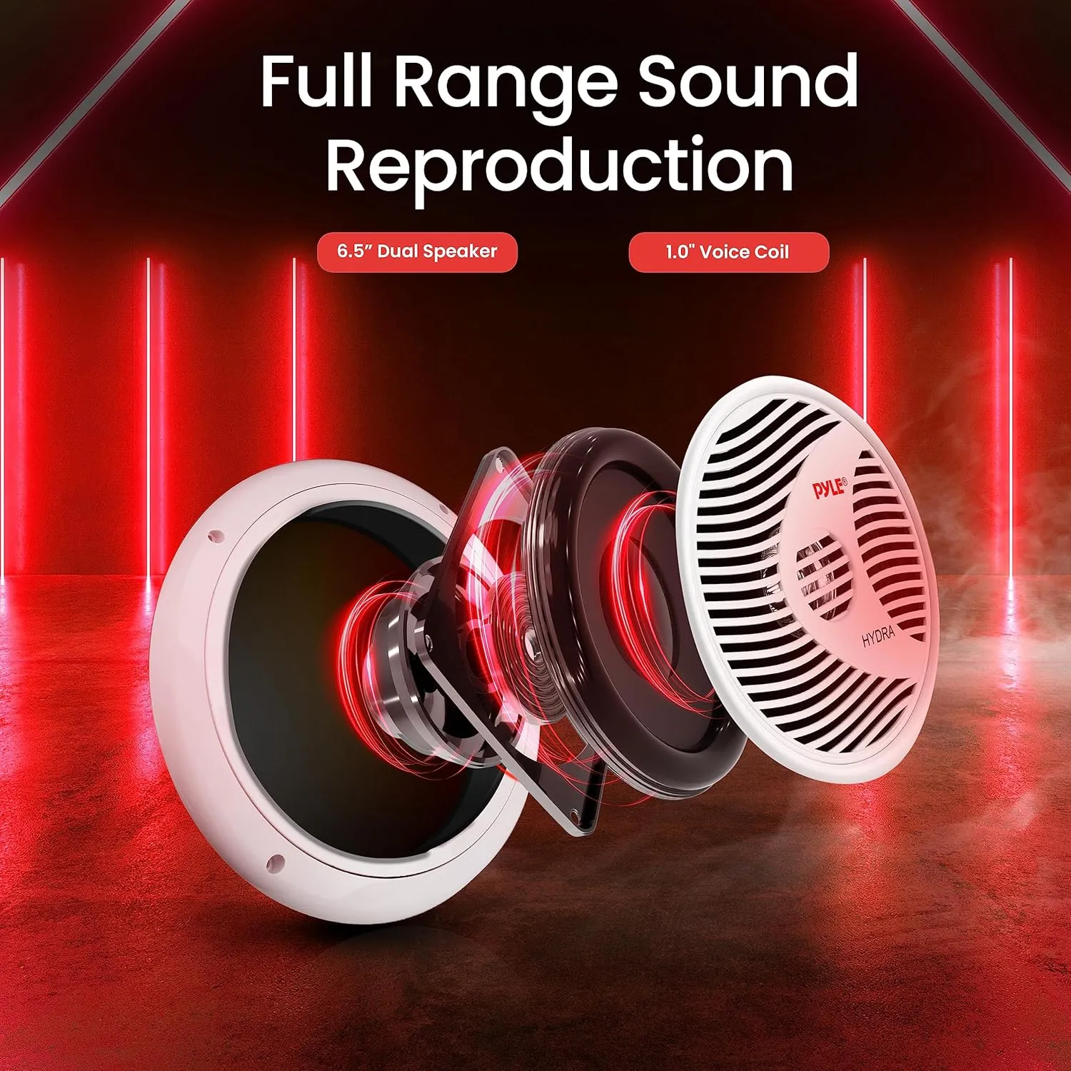 Pyle 6.5 Inch Dual Marine Speakers - 2 Way Waterproof and Weather Resistant Outdoor Audio Stereo Sound System with 150 Watt Power, Polypropylene Cone and Cloth Surround - 1 Pair - PLMR60W (White)
