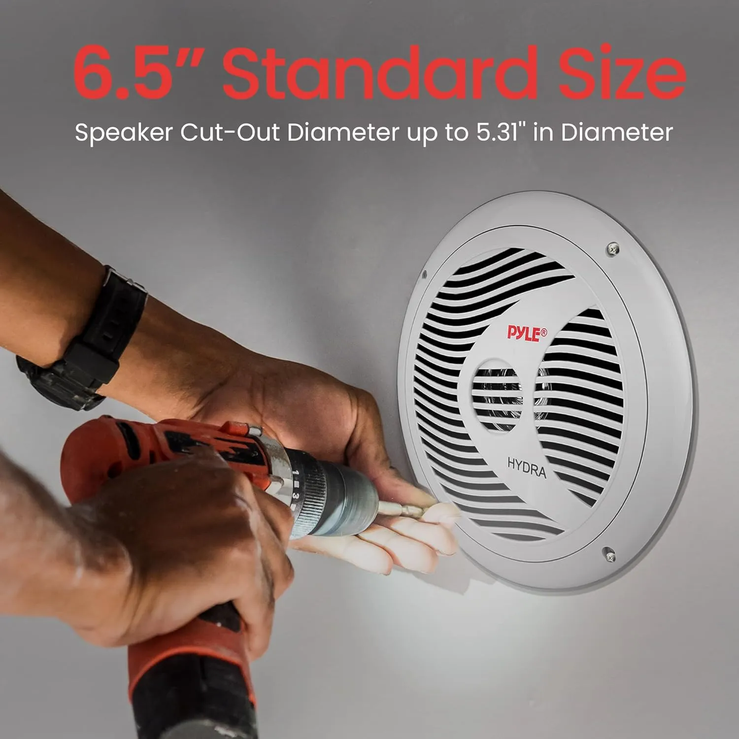 Pyle 6.5 Inch Dual Marine Speakers - 2 Way Waterproof and Weather Resistant Outdoor Audio Stereo Sound System with 150 Watt Power, Polypropylene Cone and Cloth Surround - 1 Pair - PLMR60W (White)