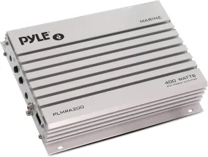 Pyle Hydra Marine Amplifier Upgraded Elite Series 400 Watt 2 Channel Bridgeable Audio Amplifier- Waterproof, Dual MOSFET Power Supply, GAIN Level Controls, RCA Stereo Input & LED Indicator - PLMRA200
