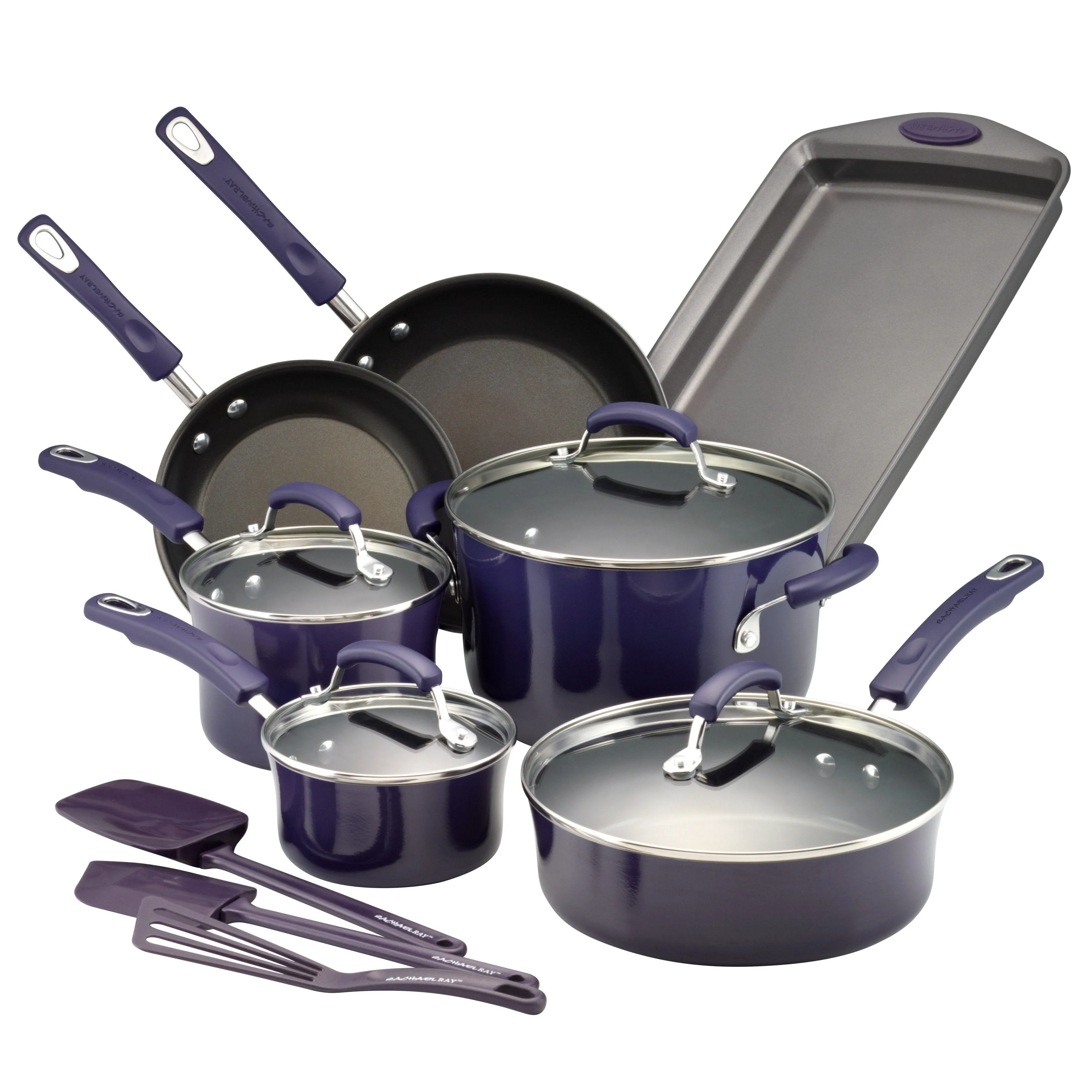 Rachael Ray 14-Piece Hard Porcelain Enamel Nonstick Cookware Set