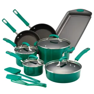 Rachael Ray 14-Piece Hard Porcelain Enamel Nonstick Cookware Set