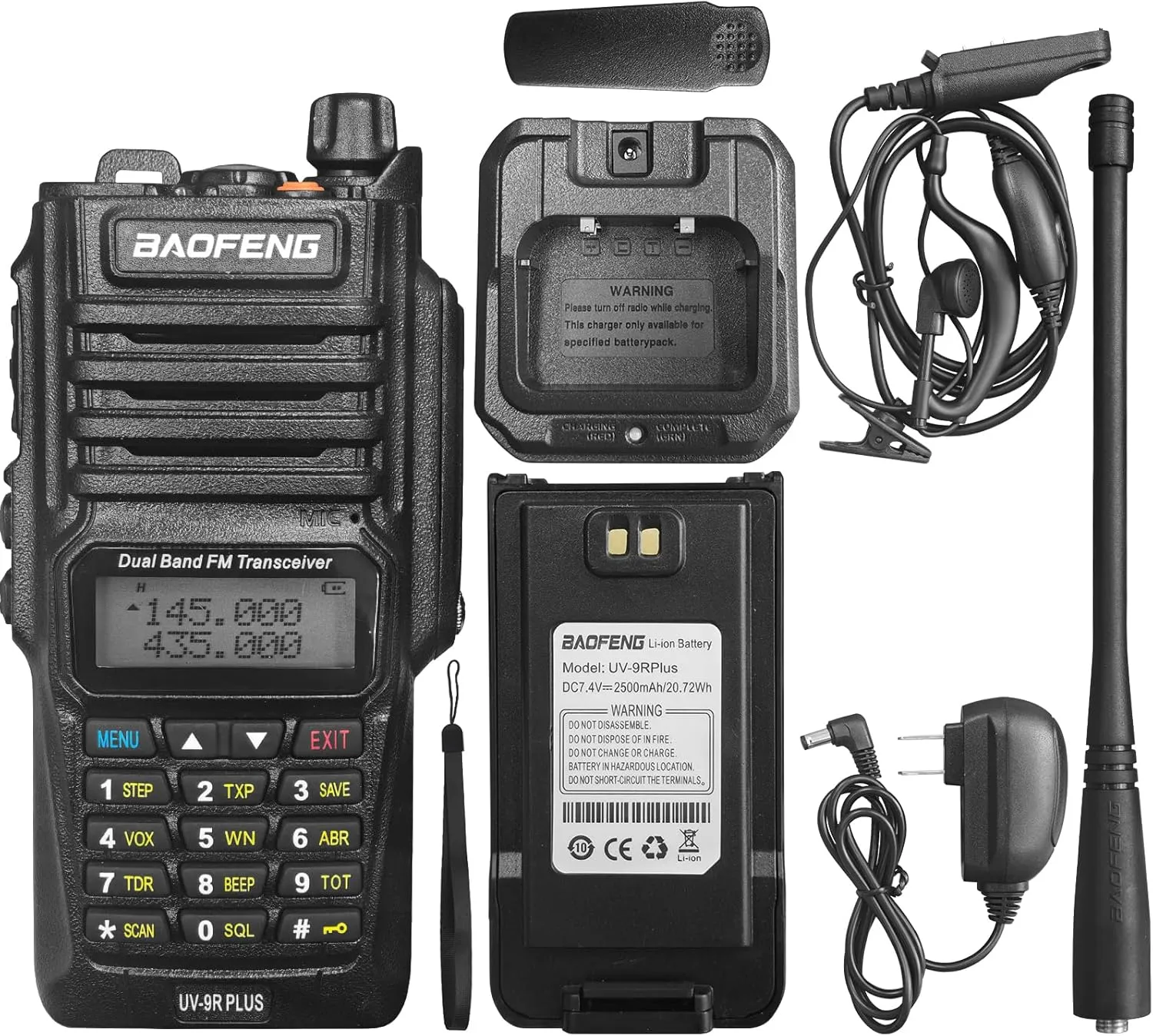 Radtel Baofeng Uv-9r Plus 8Watts Walkie Talkie Bf-uv9r Plus Ip67 Waterproof Uhf/VHF Dual Band Radio 8W (No FM Radio Feature)