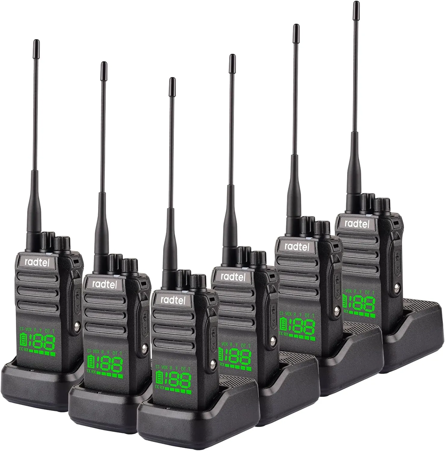 Radtel RT-493 GMRS Radio 10W IP67 Waterproof Handheld Rechargeable Walkie Talkie, Long Range Two Way Radio for Adults, GMRS Repeater Capable, UHF Scanning 199Ch, 2800mAh (6 Pack)