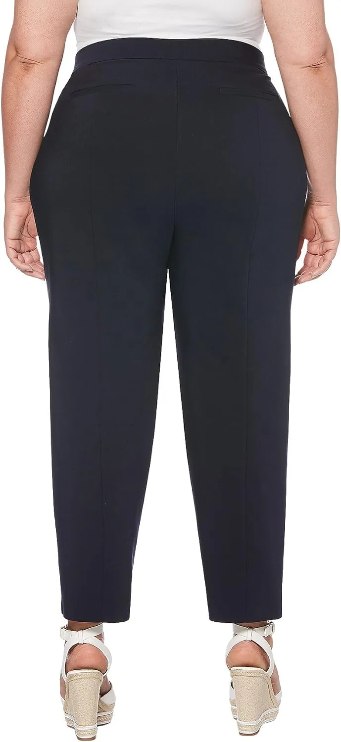 Rafaella Women's Plus Size Lightweight Satin Twill Ankle Pant