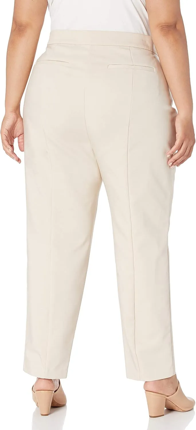 Rafaella Women's Plus Size Lightweight Satin Twill Ankle Pant