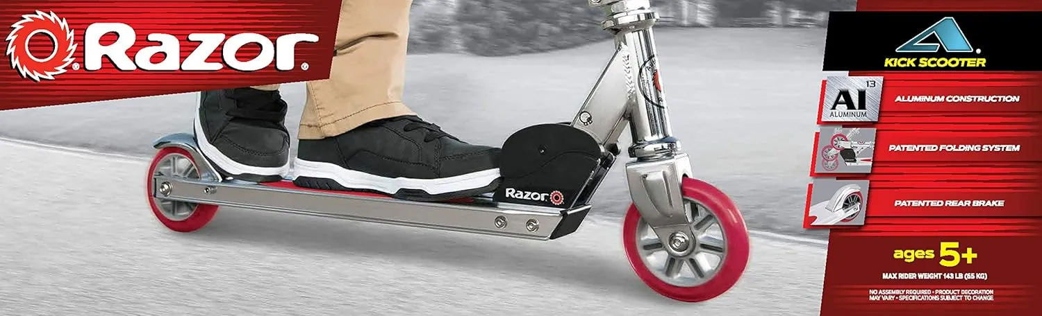 Razor A Kick Scooter for Kids - Lightweight, Foldable, Aluminum Frame, and Adjustable Handlebars