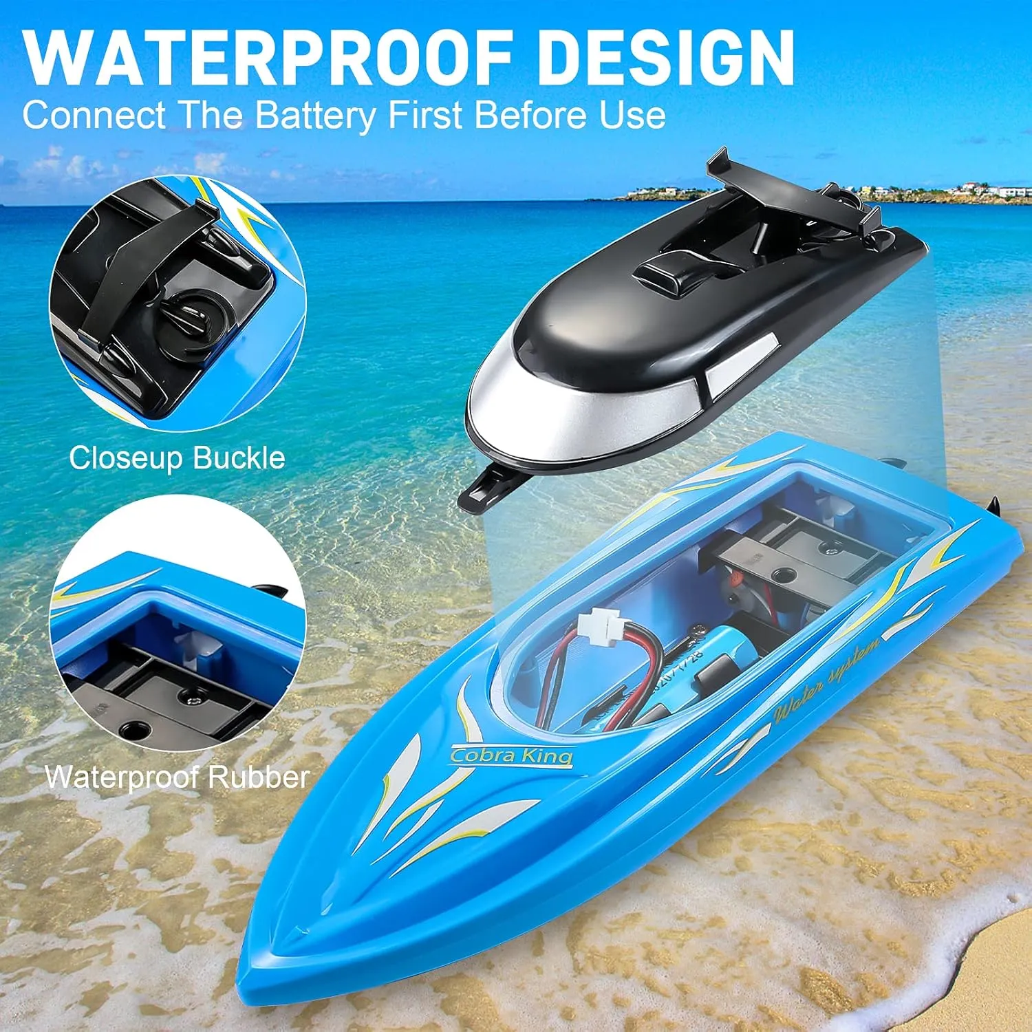 RC Boat Remote Control Boats for Pools and Lakes, Wemfg RH701 15km/h High Speed Mini Boat Toys for Kids Adults Boys Girls Blue
