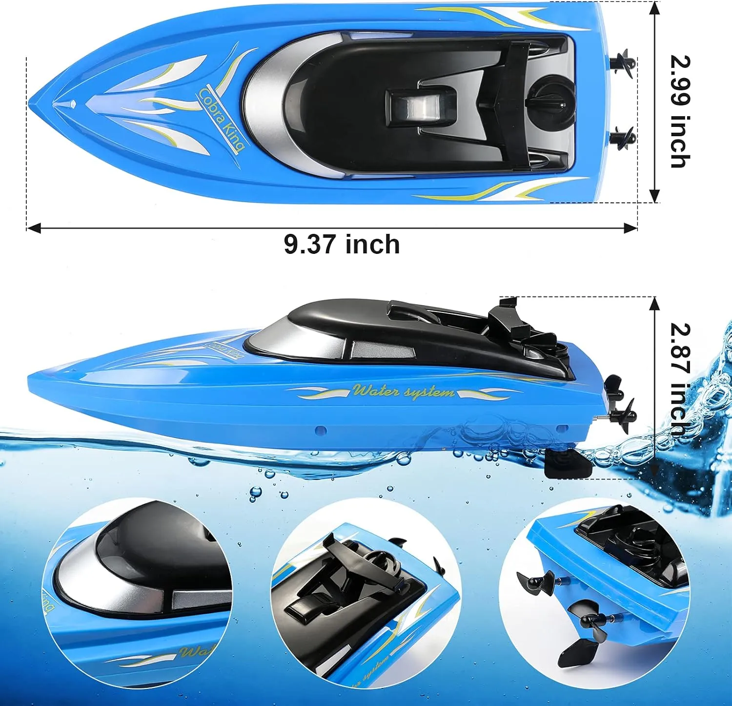 RC Boat Remote Control Boats for Pools and Lakes, Wemfg RH701 15km/h High Speed Mini Boat Toys for Kids Adults Boys Girls Blue