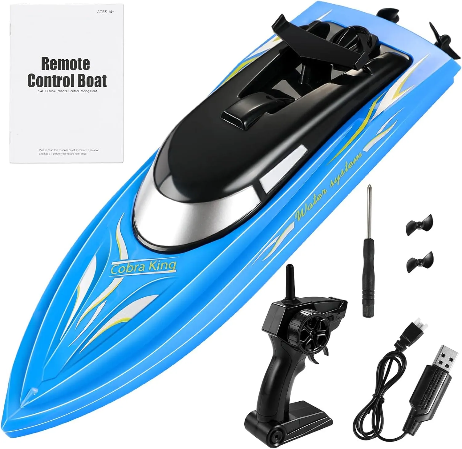 RC Boat Remote Control Boats for Pools and Lakes, Wemfg RH701 15km/h High Speed Mini Boat Toys for Kids Adults Boys Girls Blue