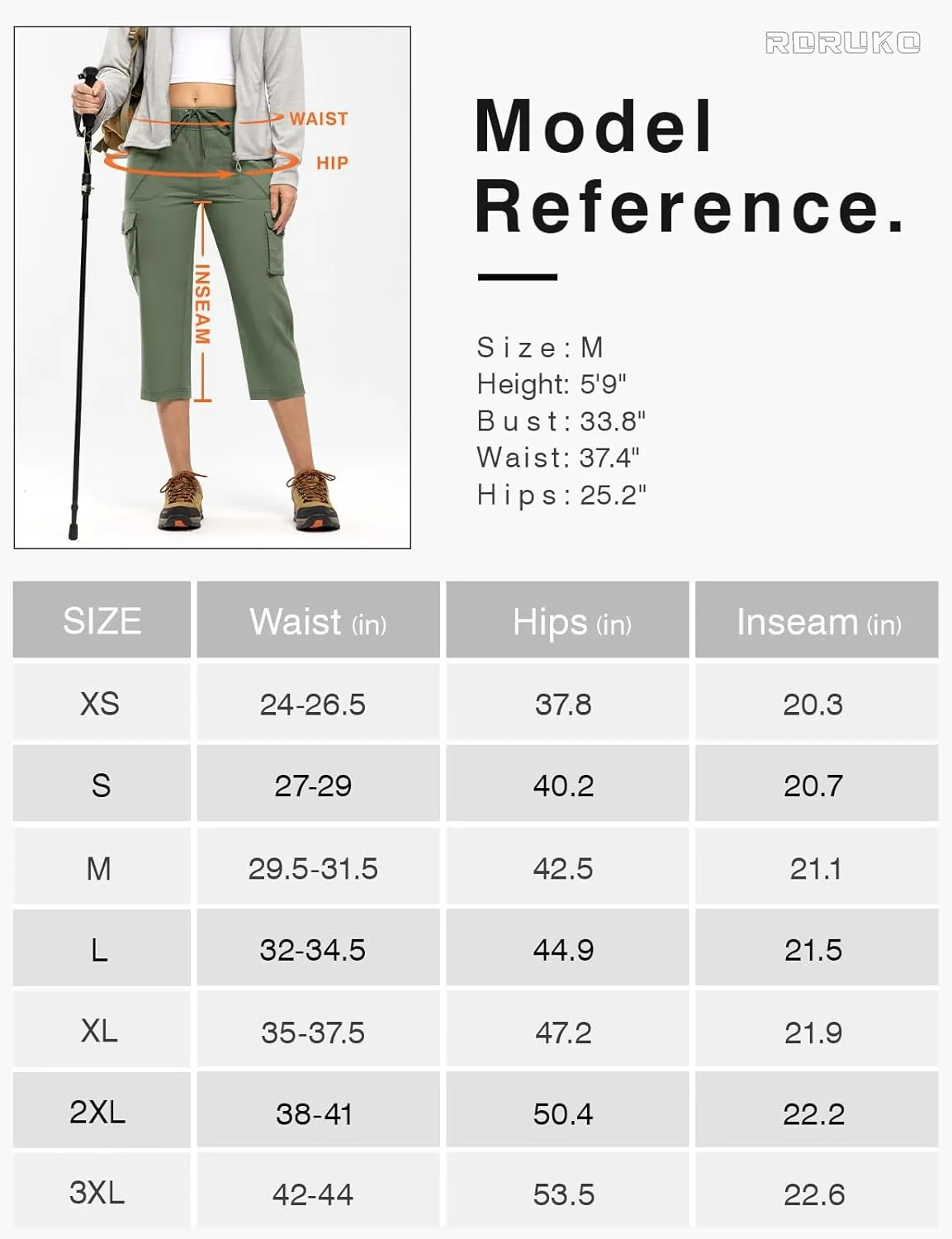 Rdruko Women's Cargo Capris Hiking Pants Lightweight Quick Dry Summer Outdoor Casual Travel Pants with Pockets
