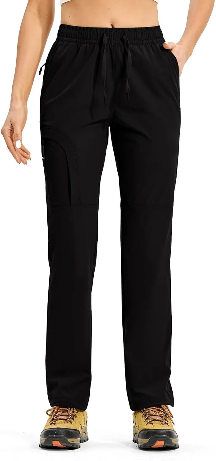 Rdruko Women's Hiking Pants Lightweight Quick Dry Water Resistant Cargo Outdoor Travel Pants Elastic Waist