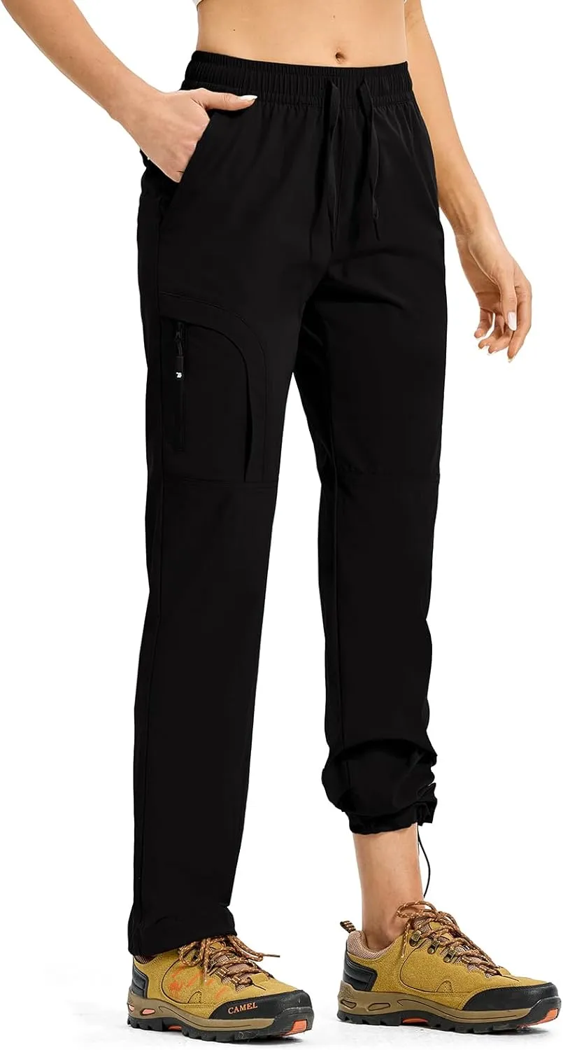 Rdruko Women's Hiking Pants Lightweight Quick Dry Water Resistant Cargo Outdoor Travel Pants Elastic Waist