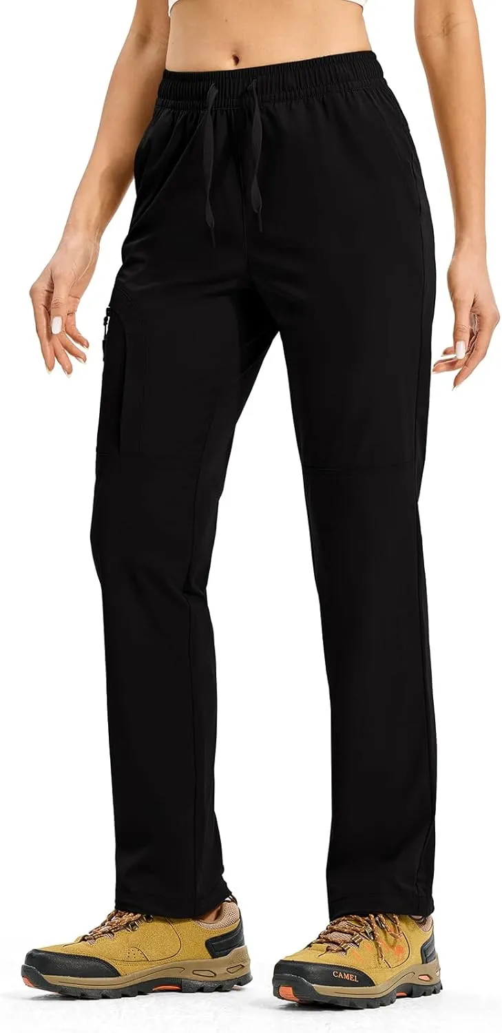 Rdruko Women's Hiking Pants Lightweight Quick Dry Water Resistant Cargo Outdoor Travel Pants Elastic Waist