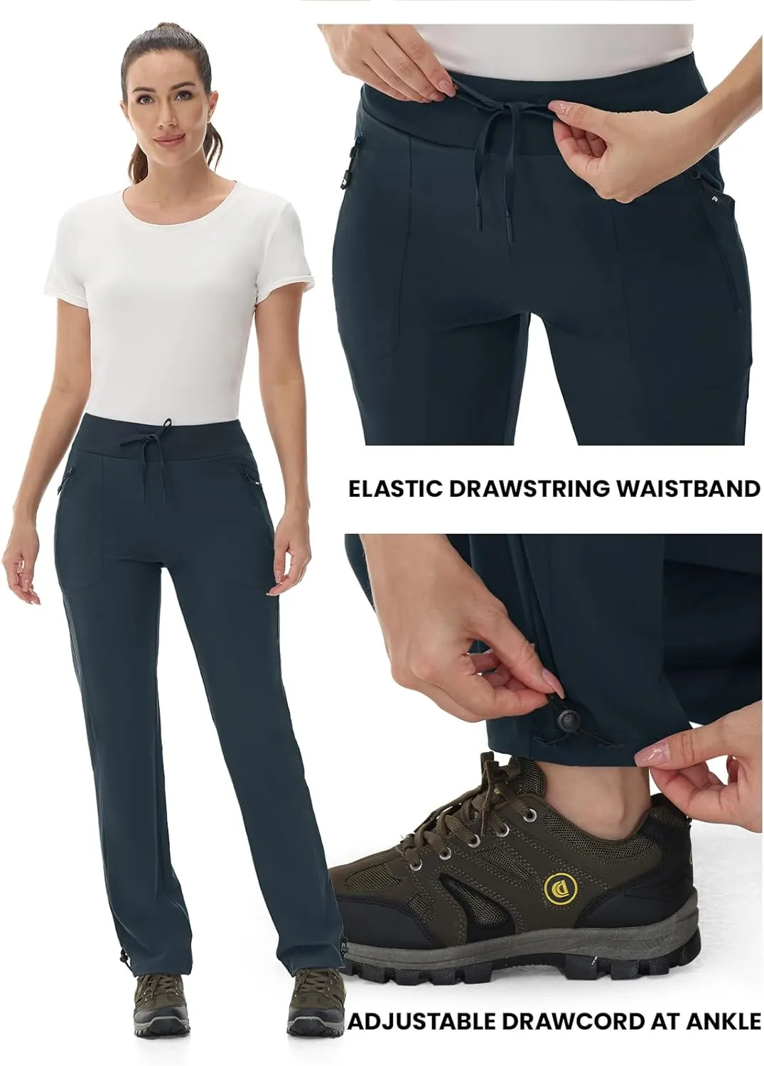 Rdruko Women's Hiking Pants Quick Dry Lightweight Water Resistant Outdoor Pants Athletic Joggers with Zipper Pockets