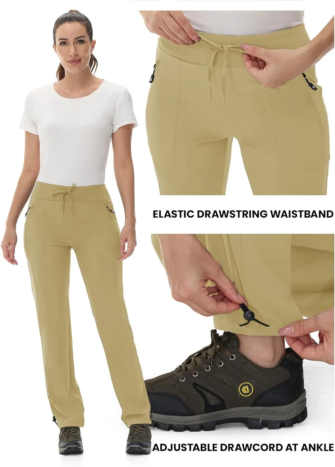 Rdruko Women's Hiking Pants Quick Dry Lightweight Water Resistant Outdoor Pants Athletic Joggers with Zipper Pockets