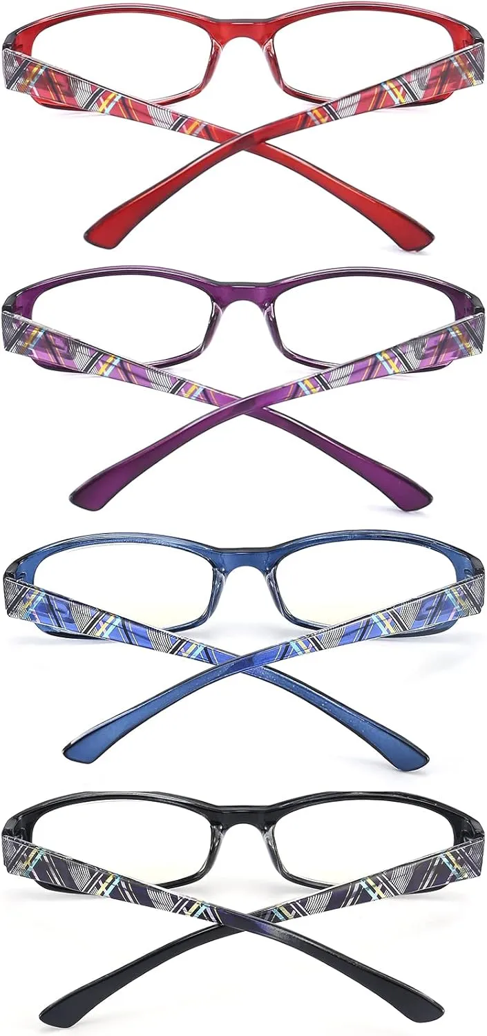 Reading Glasses Womens Men Blue Light Blocking - 4 Pack Lightweight Computer Readers  1.0 Glare Blocking Ladies Eyeglass