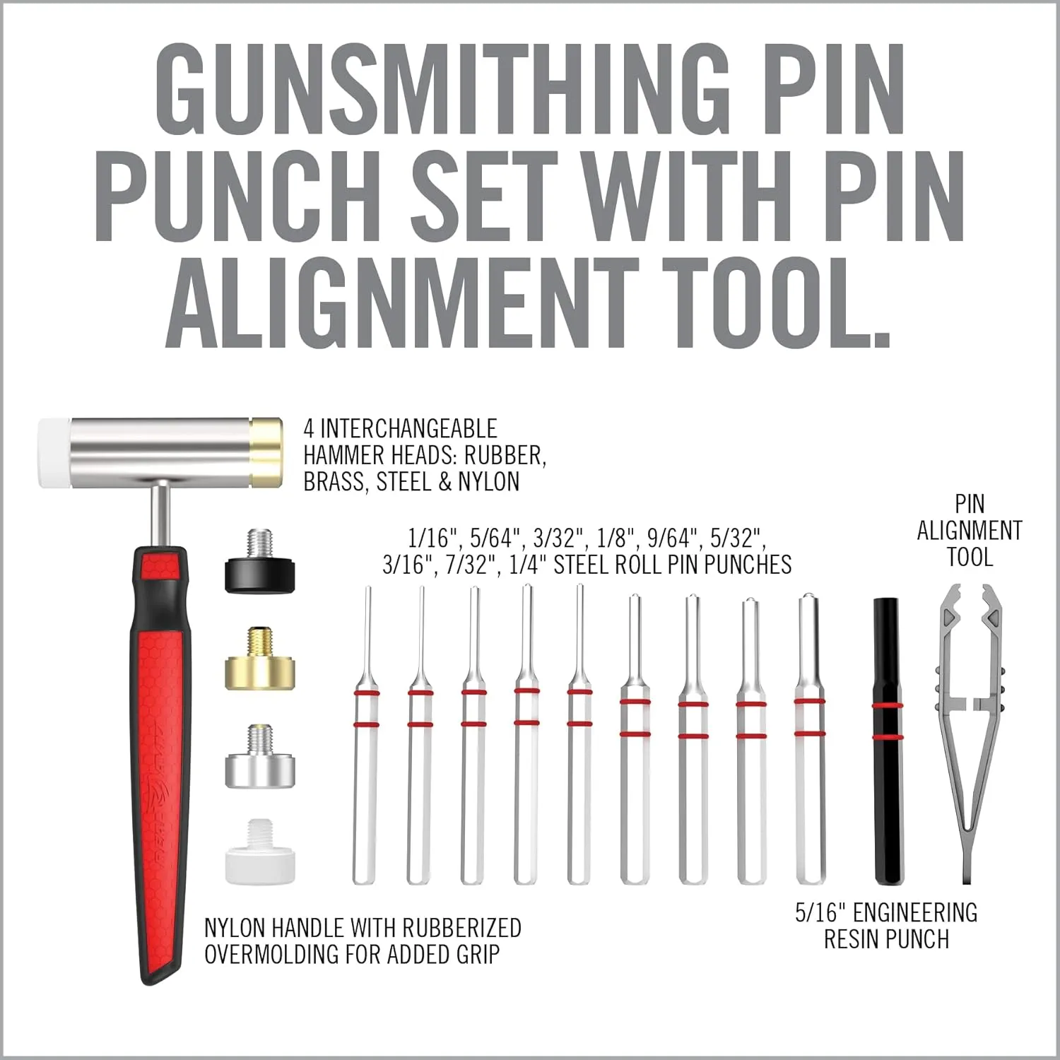 Real Avid Accu-Punch Hammer and Gunsmithing Roll Pin Punch Set, AVHPS-RP