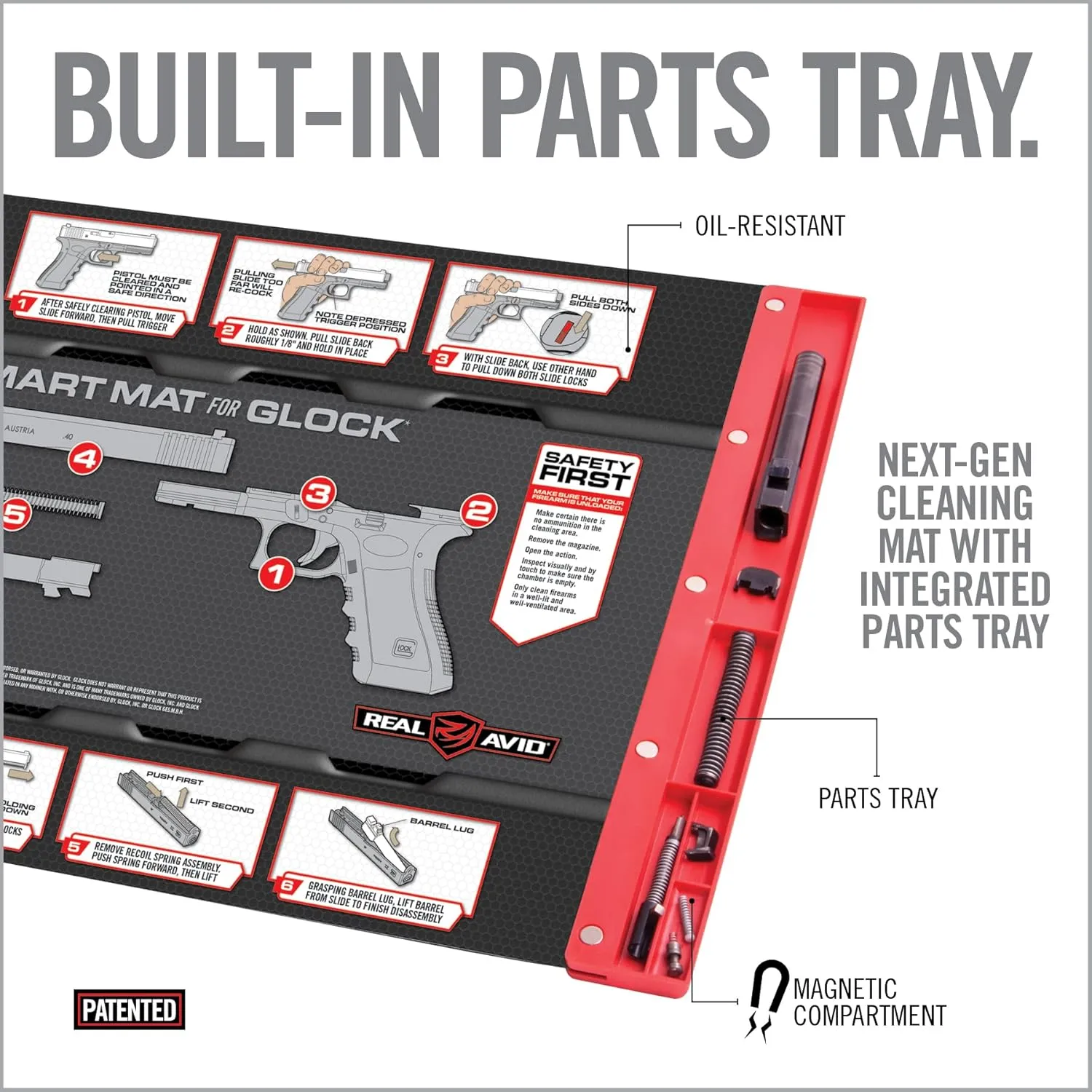 Real Avid Gun Cleaning Mat 19" x 16" with Magnetic Parts Tray | 1911, Glock, Smith & Wesson M&P or Sig Sauer P365 & P365XL (Choose Style Below)