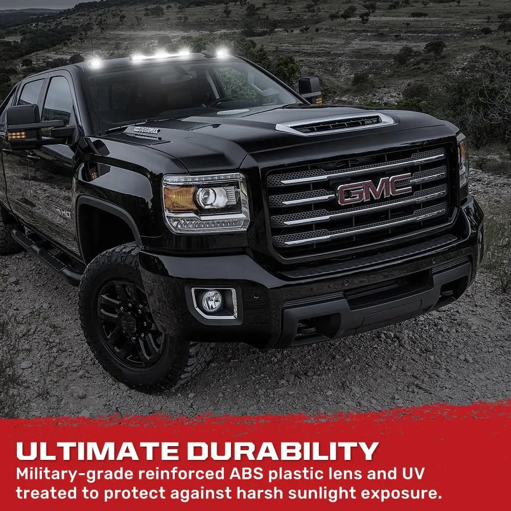 RECON - Fits 20-24 Sierra & Silverado 2500/3500 3-PC Cab Roof Lights Front & Rear Ultra High Power LED Multiple Lens & Colors (Replaces Factory/OEM Cab Lights Only) (WHITE LED, SMOKED LENS)