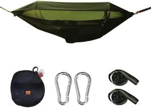 Recreation 1-2 Person Portable Outdoor Camping Hammock with Awning Mosquito Net High Strength Parachute Fabric Hanging Bed Hunting Swing Gifts for Hikers
