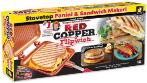 Red Copper Flipwich Non-Stick Grilled Sandwich and Panini Maker