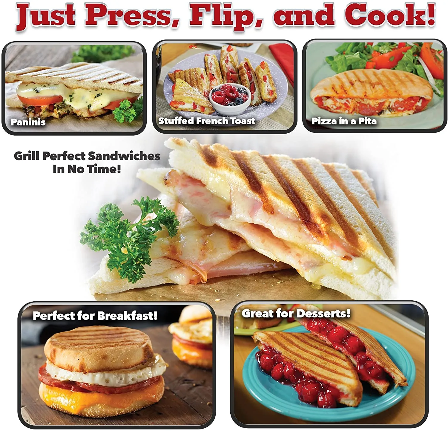 Red Copper Flipwich Non-Stick Grilled Sandwich and Panini Maker