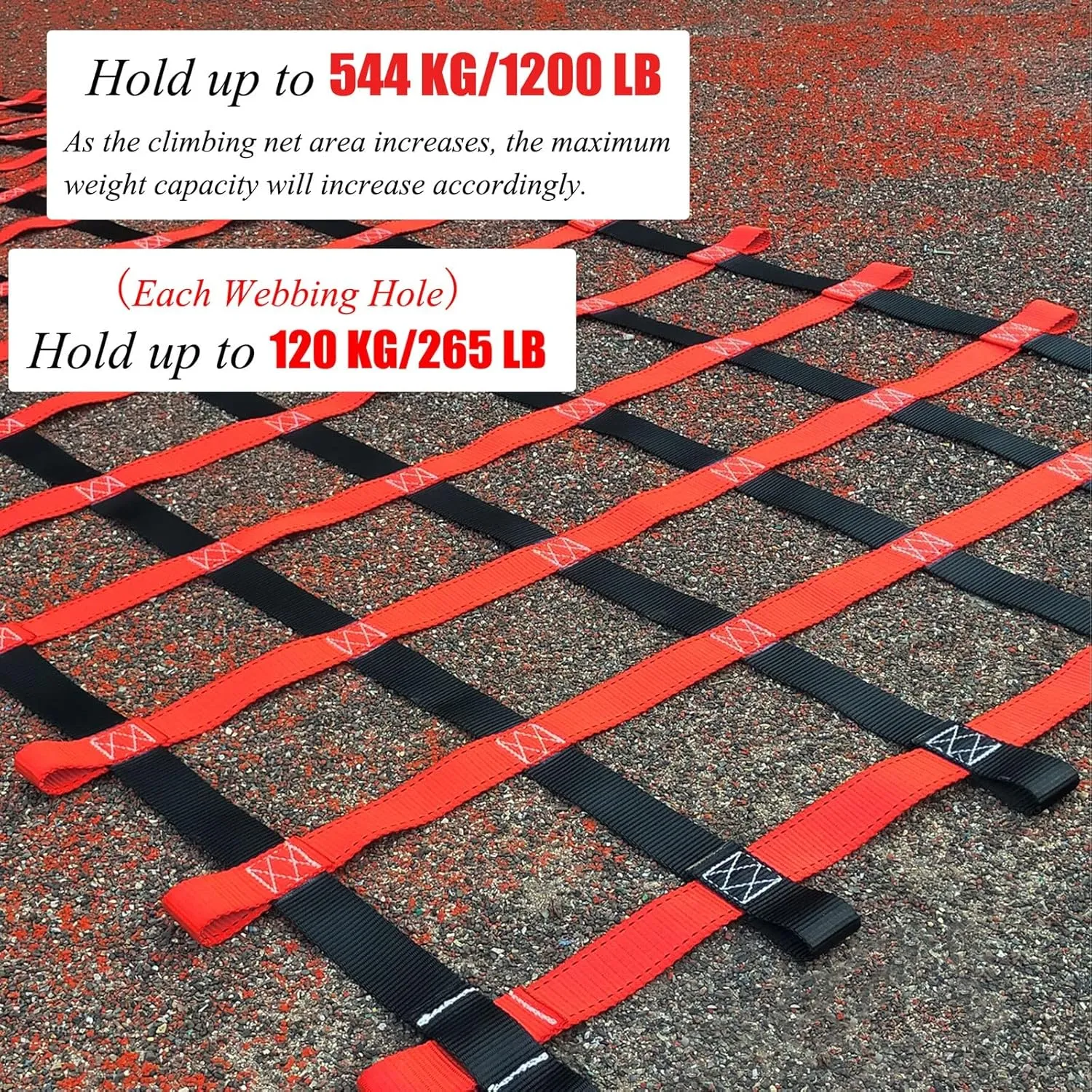 Red Polyester Climbing Cargo Net, Outdoor Playground Swing, Kids Ninja Obstacle Course, Heavy Duty Hammock Nets, 4x4ft/1.2x1.2m, Compatible with Trucks