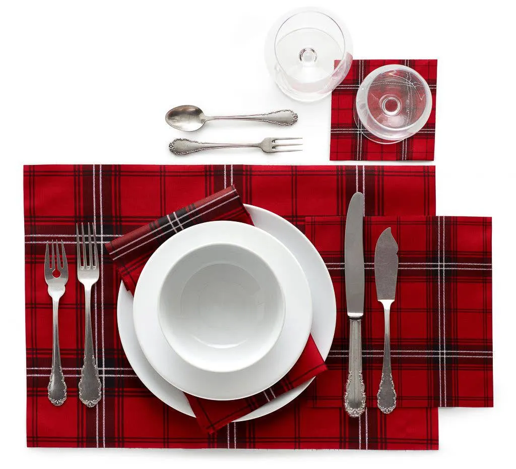 Red Tartan Cocktail Napkin