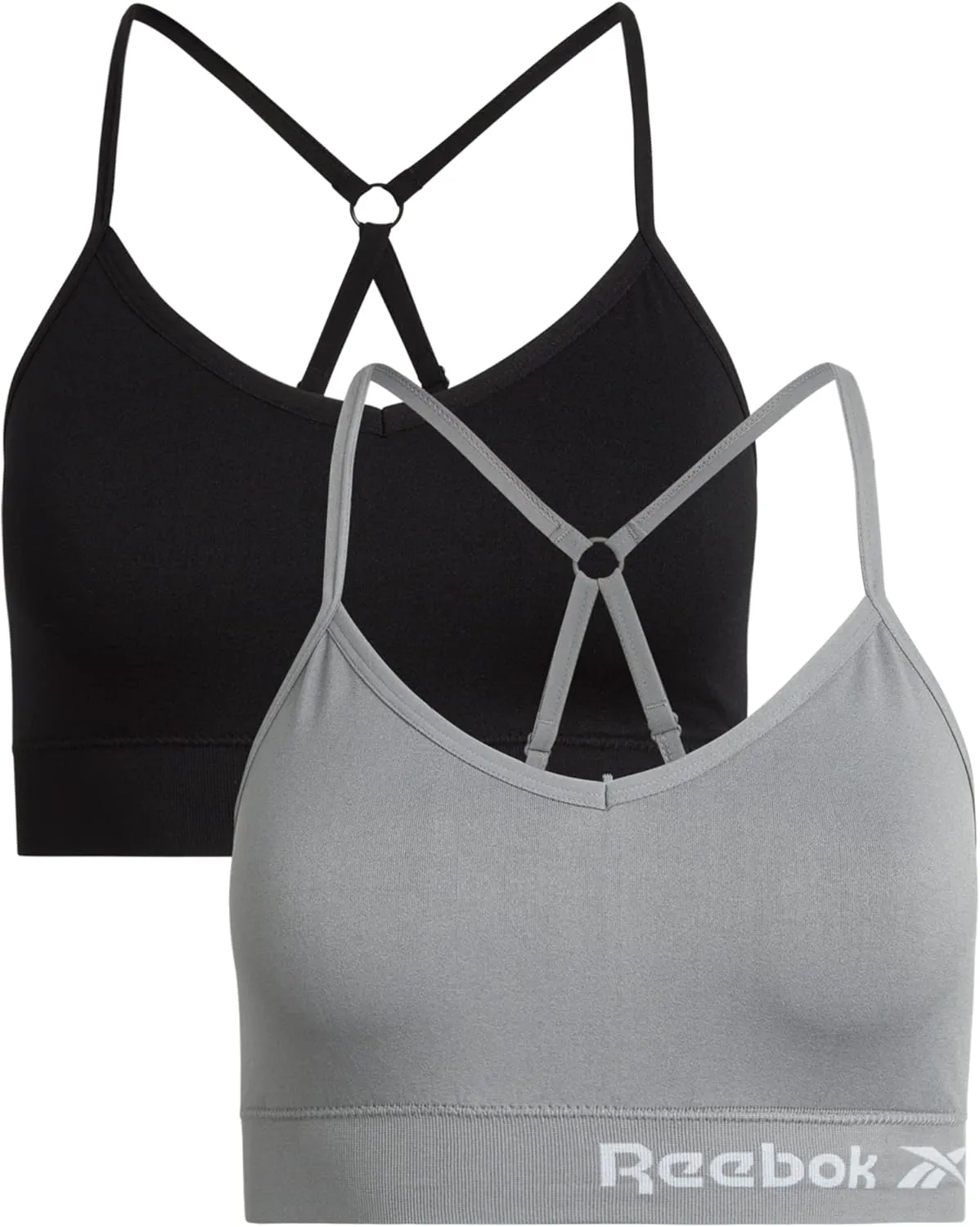 Reebok Women's Lightweight Soft Stretch Performance Cami Seamless Bralette, 2 Pack