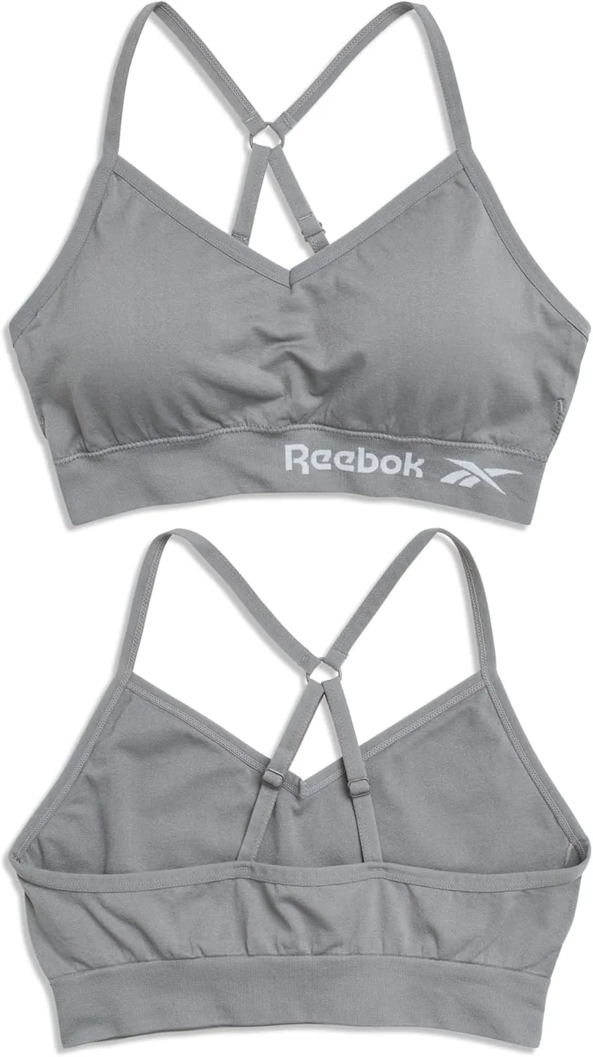 Reebok Women's Lightweight Soft Stretch Performance Cami Seamless Bralette, 2 Pack