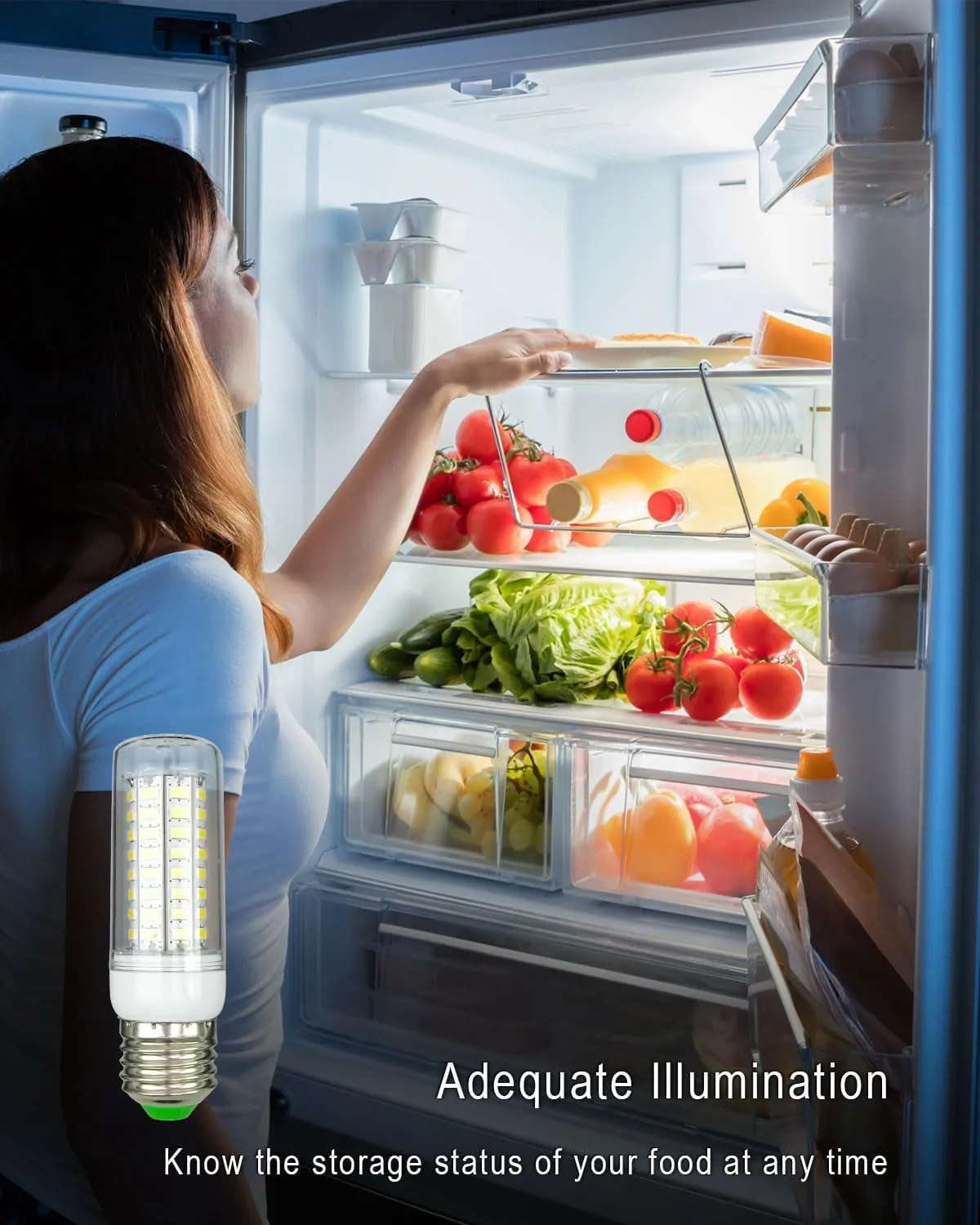 Refrigerator LED Waterproof Lamp Light Bulb Fit for Sub Zero E26, 40W Glass Lamp Bulb Daylight White Bulb Freezer Refrigerator Replace 7006999, 2 Pack