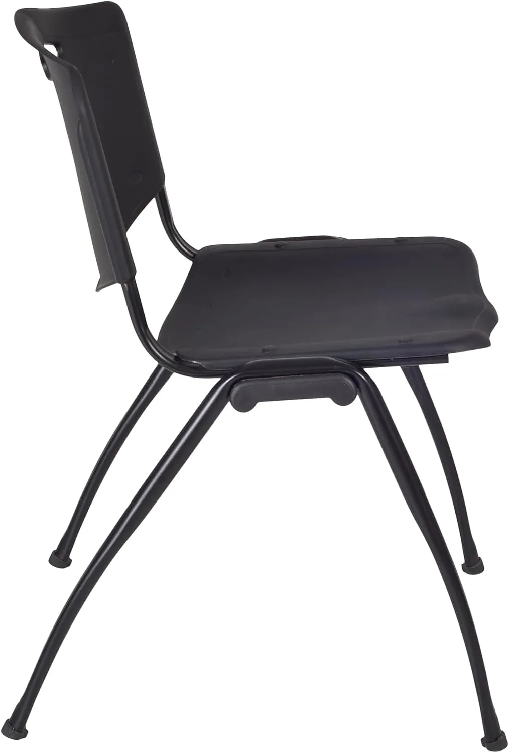 Regency Kobe 48 in. Round Breakroom Table- Mahogany, 4 M Stack Chairs- Black