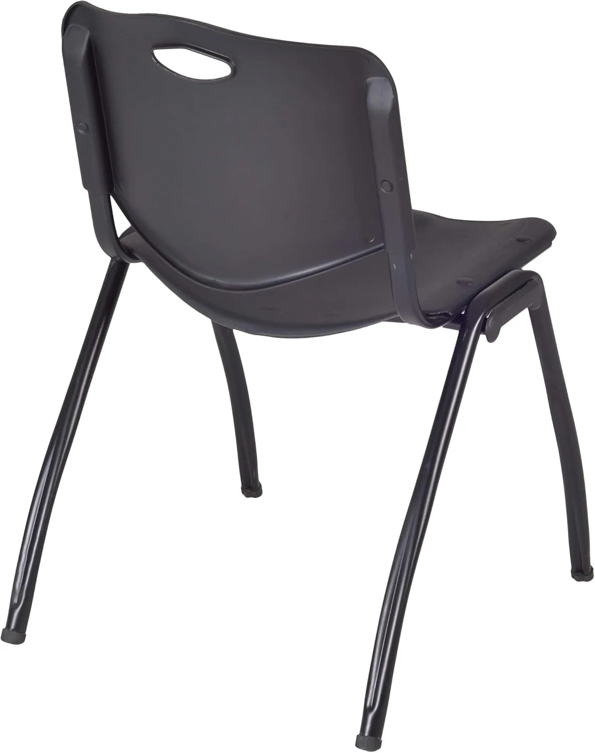 Regency Kobe 48 in. Round Breakroom Table- Mahogany, 4 M Stack Chairs- Black