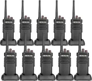 Retevis RB23 Waterproof Walkie Talkies, Two Way Radios Long Range Rechargeable,1800mAh, Heavy Duty, Rugged,GMRS 2 Way Radio for School, Construction Site, Manufacturing(10 Pack)