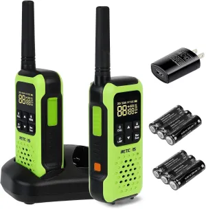 Retevis RT49P Waterproof Walkie Talkies, IP67 Floating 2 Way Radio, NOAA Walkie Talkie, 1200mAh Rechargeable AA Batteries, SOS Flashlight Two Way Radio for Skiing Kayaking 2 Pcs
