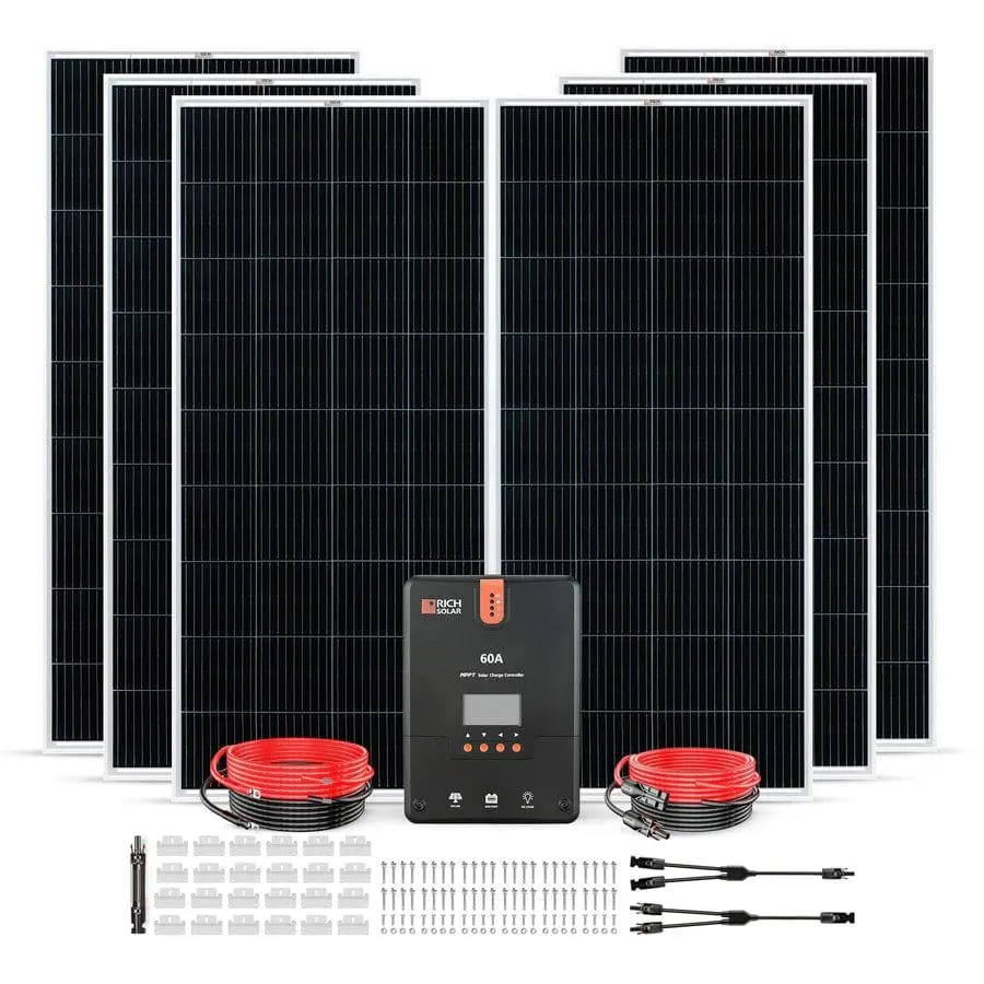 Rich Solar 1200 Watt Solar Kit with Charge Controller, Solar Panels and Accessories (no battery)
