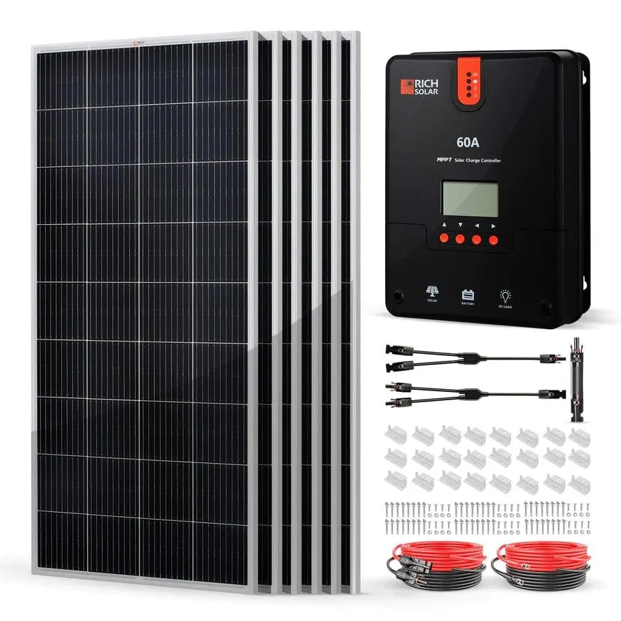 Rich Solar 1200 Watt Solar Kit with Charge Controller, Solar Panels and Accessories (no battery)
