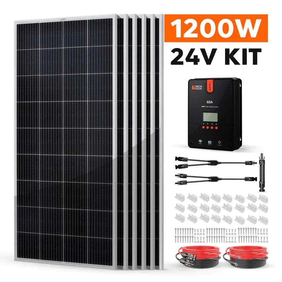 Rich Solar 1200 Watt Solar Kit with Charge Controller, Solar Panels and Accessories (no battery)