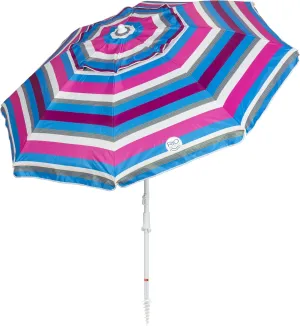Rio Brands 7' UPF 50  Beach Umbrella with Integrated Sand Anchor, Multicolor