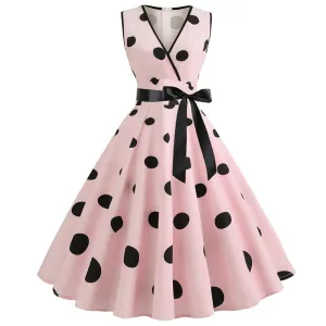 Robe Vintage <br> Pas Cher Rose Pois