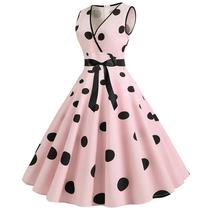 Robe Vintage <br> Pas Cher Rose Pois