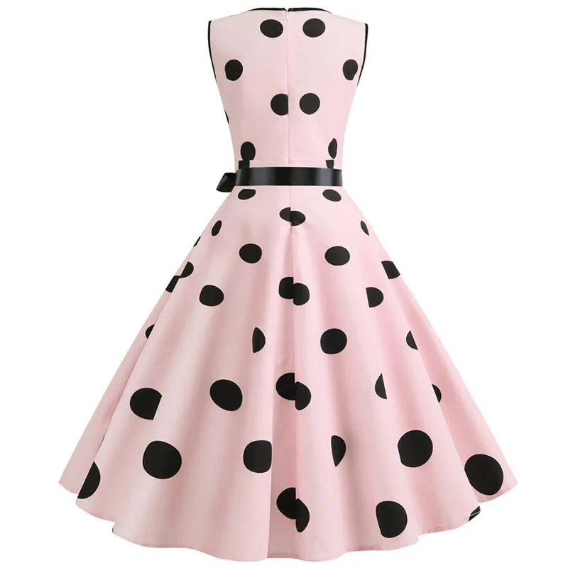 Robe Vintage <br> Pas Cher Rose Pois