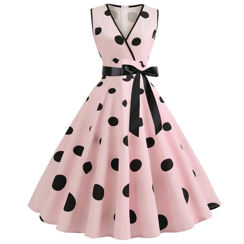 Robe Vintage <br> Pas Cher Rose Pois
