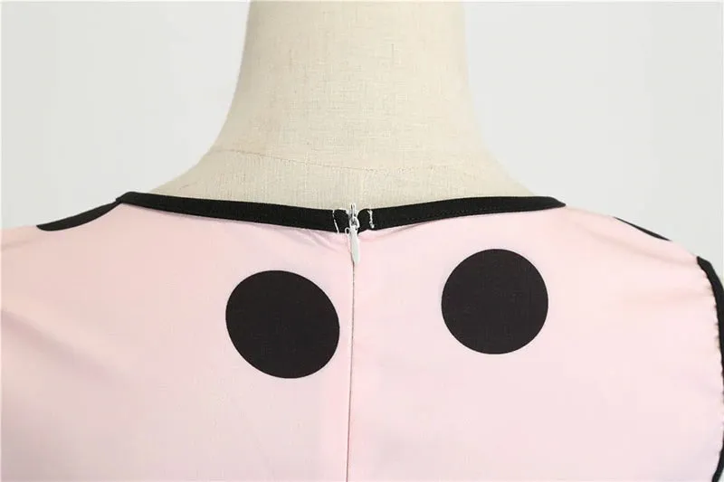 Robe Vintage <br> Pas Cher Rose Pois