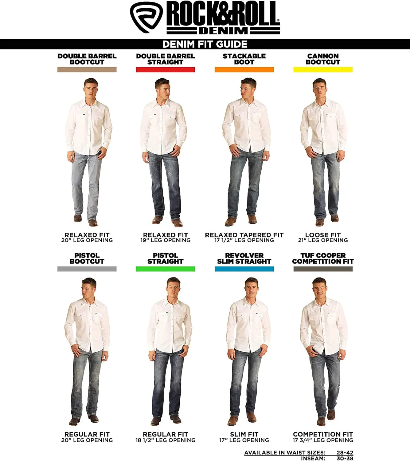 Rock & Roll Denim Relaxed Fit Straight Bootcut Jeans #M0S8553