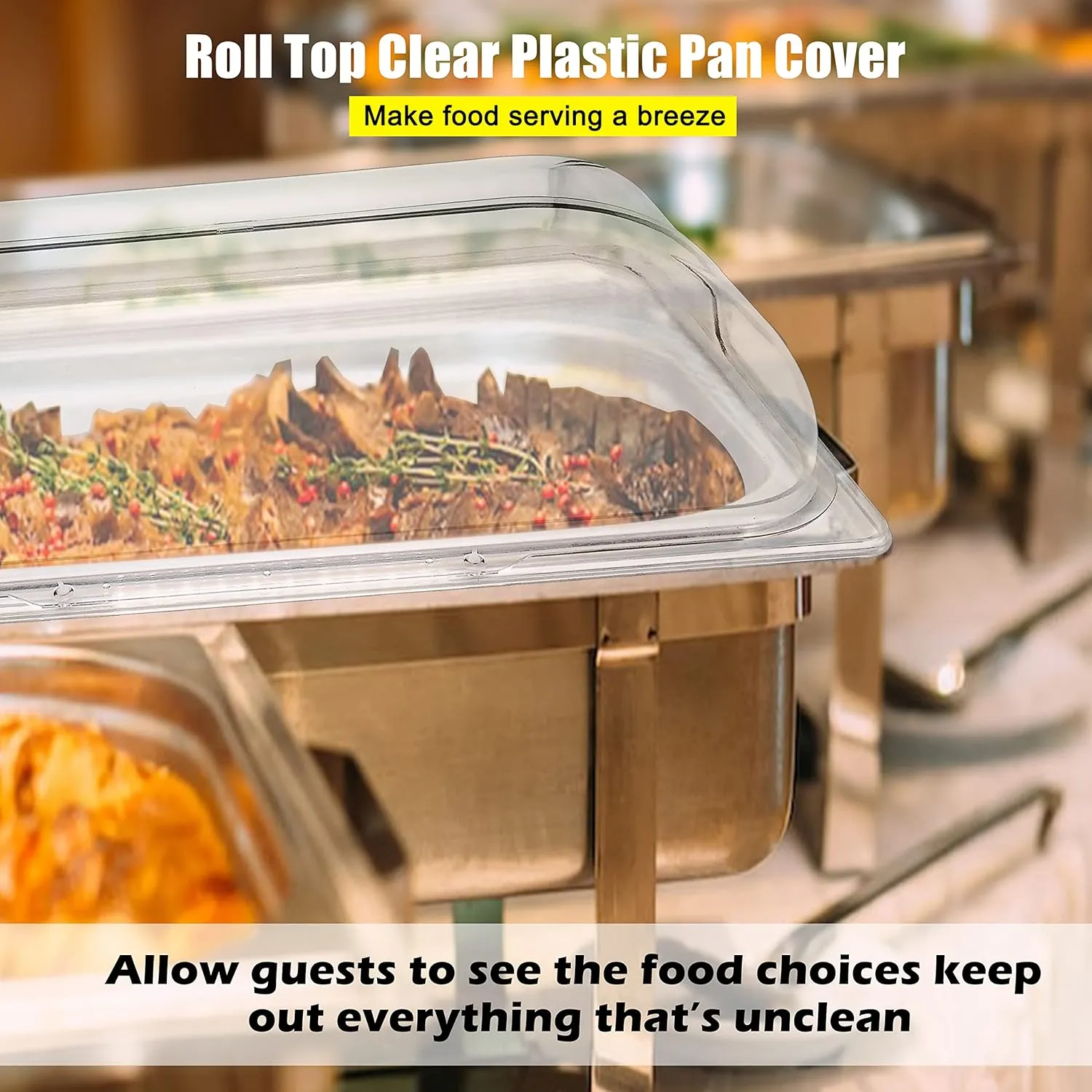 Roll Top Chafing Dish Chafing Dishes for Buffet Clear Plastic Chafing Dish Cover Full Size Pastry Cake Cupcake Bakery Butter Cheese Food Cover,2 Packs